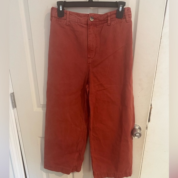 We the Free Patti Wide Leg Crop Pants Jeans Color Rose Size 29 Cotton High Rise - Picture 3 of 15